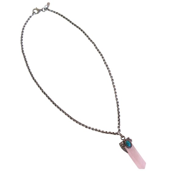 SILPADA Pink quartz pendant 925 Sterling chain necklace - Picture 1 of 6